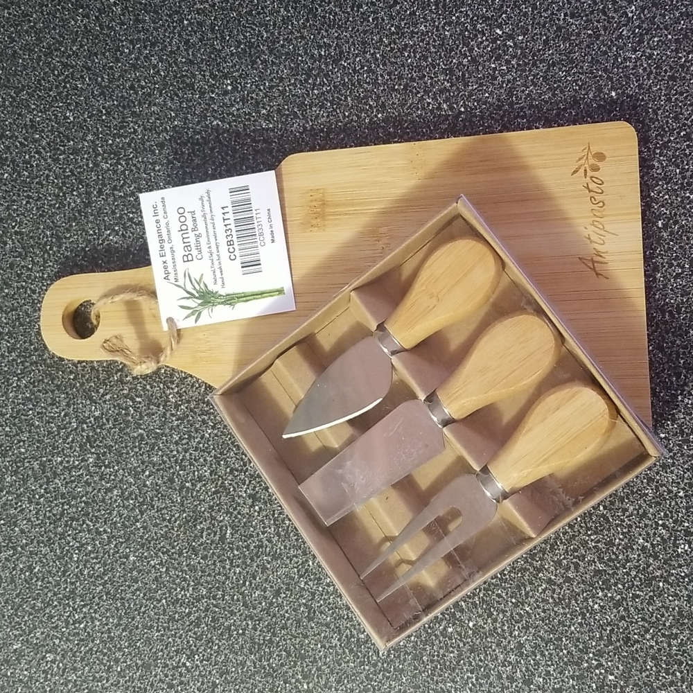 BNIB Cheese serving Set and Bamboo Antipasto cutting board
